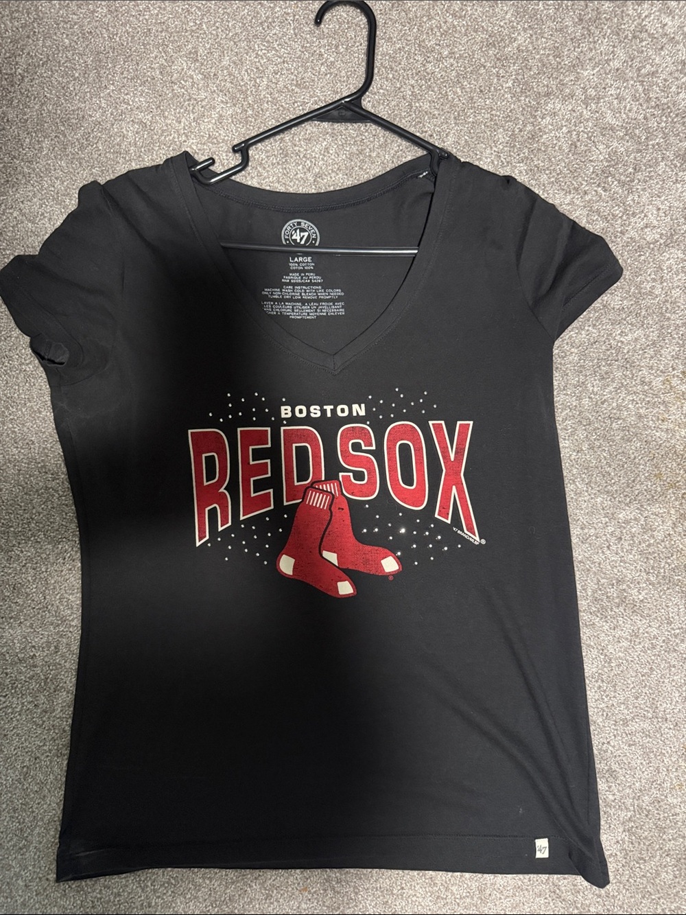 47 Brand Black Tee with Red Boston Red Sox Graphic